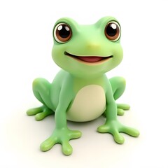 Obraz premium Adorable 2D Cartoon Frog Clipart for Kids Isolated on White Background