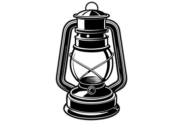 Old kerosene vintage kerosene lamp on white background vector illustration