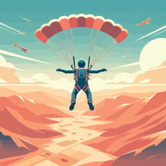 vector image of a person parachuting