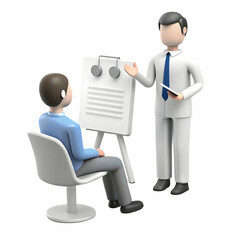 Applicant Showcasing Relevant Experience During Interview Presentation with Blank Space for Text