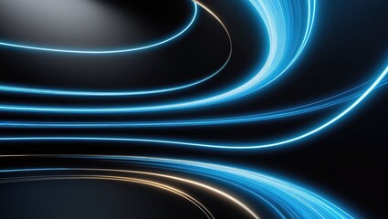 Abstract Elegance: Blue and gold Light Streaks on Black
