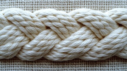 A close-up of a thick, braided rope made from natural fibers.
