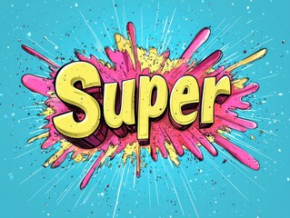 "Bold Comic Book-Style Typography with Bright Colors, Exaggerated Letter Shapes, Pop Explosion Effect on Blue Background, Perfect for Fun Posters, Games, and Kids' Educational Themes