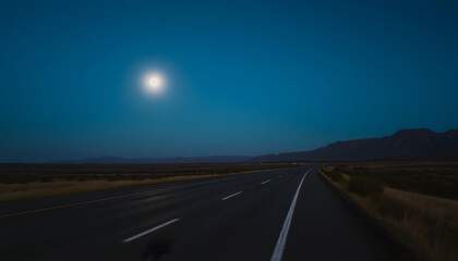 Naklejka premium highway road horizon moon vintage adventure, Side lit, with white tones