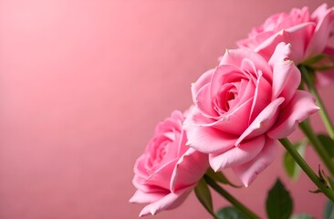 Fototapeta premium roses on a pink background for lettering
