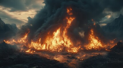 Fire flames bonfire destruction misfortune.