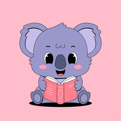 Cute koala reading book cartoon © wendra