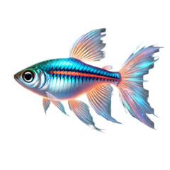 Fototapeta premium Tetra (Neon Tetra) Fish swimming on transparent background 