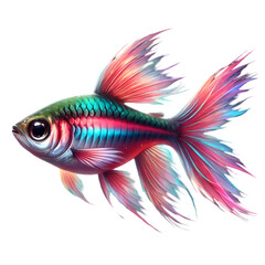 Fototapeta premium Tetra (Neon Tetra) Fish on transparent background 