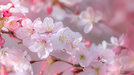 Delicate Pink Cherry Blossoms in Spring Bloom