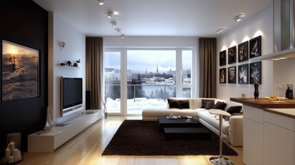 Stylish Scandinavian Living Room Minimalist Furniture Light Wooden Floors and Cozy Textiles interior