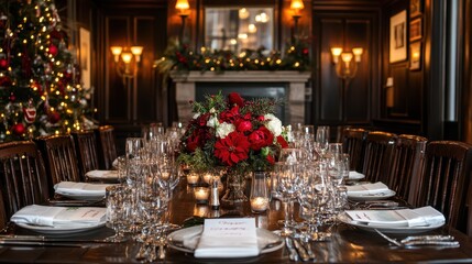 Beautifully set table ready for christmas party