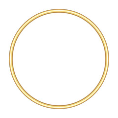 3D Golden Round Frame isolated on transparent background. Realistic Metal Gold ring. Vector light circles spotlight light effect. Gold color round frame