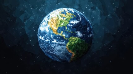 Fototapeta premium Illustration of an Earth in polygonal style isolated on transparent background