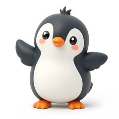 Adorable 2D Cartoon Penguin Clipart for Kids Isolated on White Background

