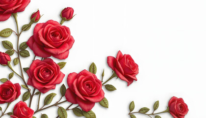 Obraz premium Beautiful vintage red rose flowers illustration high quality die-cut transparent background. Digitally enhanced, flat design, with white tones