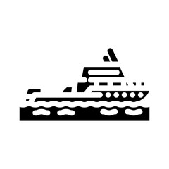 Obraz premium patrol boat ship transport marine glyph icon vector. patrol boat ship transport marine sign. isolated symbol illustration