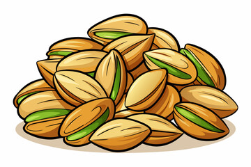 Pile of pistachios on white background vector illustration