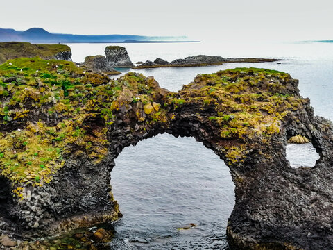 Gatklettur, a natural arch located on the Sn&aelig;fellsnes peninsula, on the west coast of Iceland (near the town of Arnarstapi)