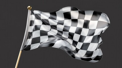 Fototapeta premium Checkered Flag Waves for Victory with a Transparent Background