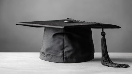 Graduation cap black white background intelligence.