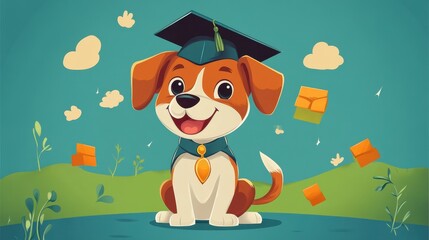 Dog graduation cartoon mammal.