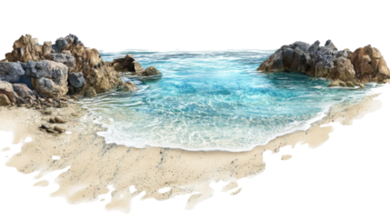 Tropical beach with palm tree transparent background