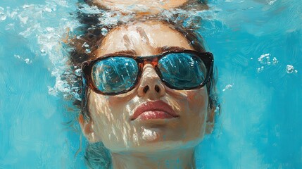 Naklejka premium Swimming painting portrait adult.