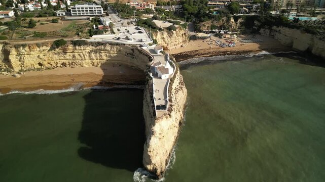 Drone video at Chapel Nossa Senhora da Rocha, Algarve, Portugal