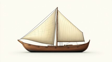 Obraz premium Front view illustration of a traditional Arabian dhow, highlighting its elegant sailing design on a white background.