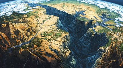 Plate tectonics: geological theory explaining earth's lithospheric plate movement, shaping continents, mountains, ocean basins, and seismic activity. Seismic. Illustration