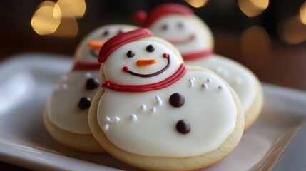 Fototapeta premium Snowman on top of chrismas cookies.
