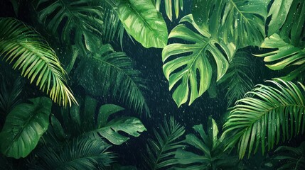 Lush Rainforest Canopy with Green Leaves and Rising Humidity in a Tropical Environment
