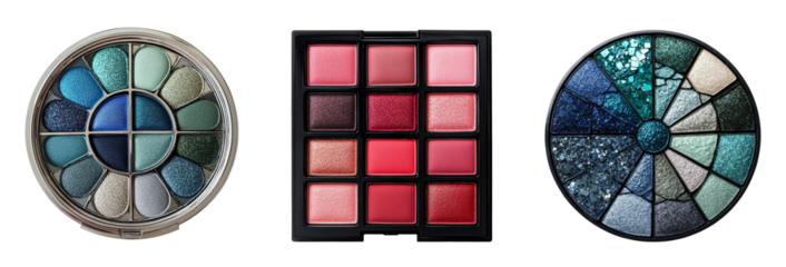 Colorful Makeup Palettes on Transparent Background