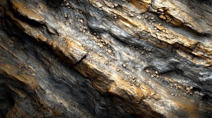 Gold and Gray Rock Formation Texture Displaying Layers