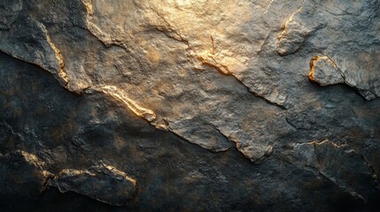 Dark Rock Surface With Golden Veins Texture