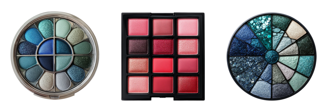 Colorful Makeup Palettes on Transparent Background