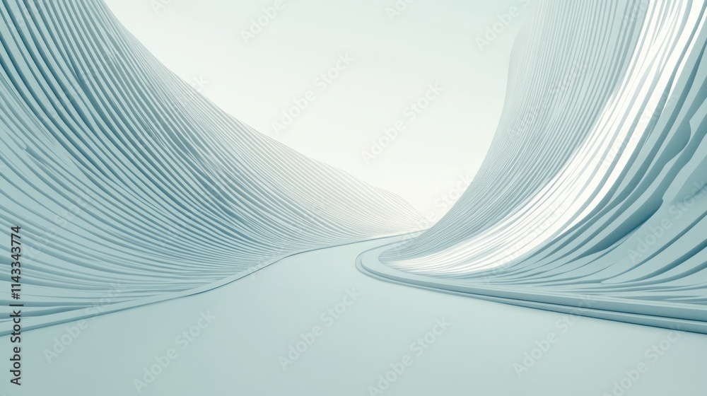 Poster a serene, abstract landscape with smooth, flowing lines and gentle curves.