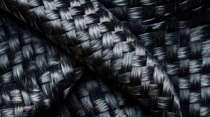 Obraz premium Black carbon fiber weave textile material texture
