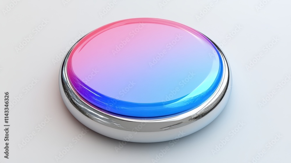 Poster glossy 3d button design isolated on white, ideal for ui or app development projects.
