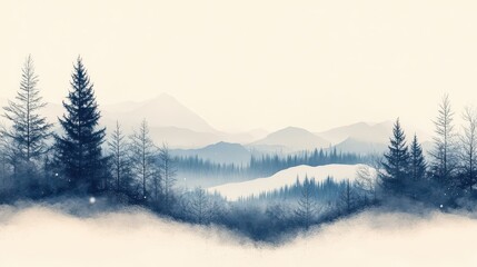 abstract winter landscape fir border christmas greeting card