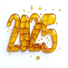 2025 Made of Honey Stains on White Background - Realistic Top View