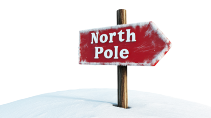 Wooden sign North Pole transparent background