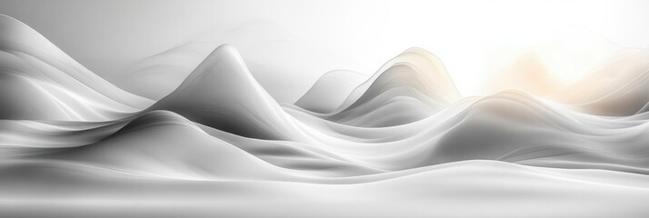 Obraz premium Abstract White Wave Design Minimalist Background with Smooth Gradient Soft Lighting High Contrast Shadows