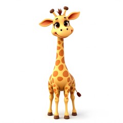 Obraz premium Cute 2D Cartoon Giraffe Clipart for Kids Isolated on White Background