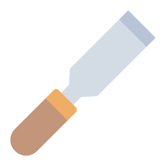 Wood chisel flat icon for carving and detailed woodworking