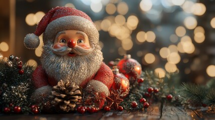 Obraz premium toy santa on chrismas table and decoration