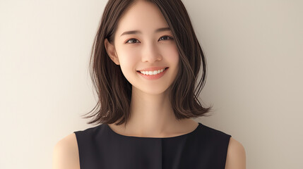 微笑みを浮かべる上品な若いアジア人女性