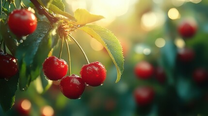 Obraz premium PNG Cherry fruit plant food.