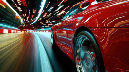 High-Speed Car: A sleek sports car with an aerodynamic build, reaching 0-100 km/h in under 3 seconds, merging cutting-edge design with extraordinary speed and flair.
